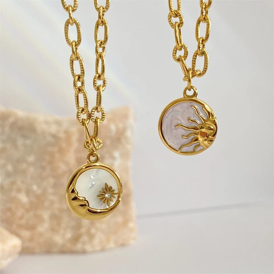 Sun and Moon Coin Pendant