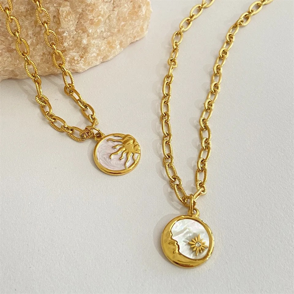 Sun and Moon Coin Pendant