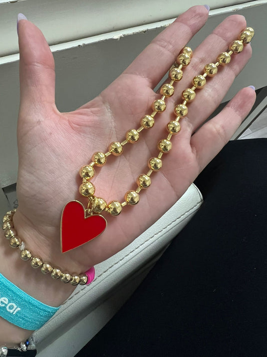 Chunky chain red heart